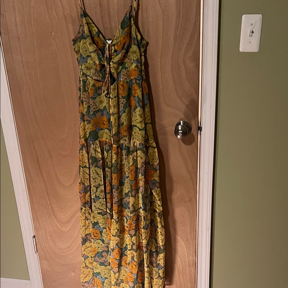 Astr Floral Maxi Dress in Yellow and Green